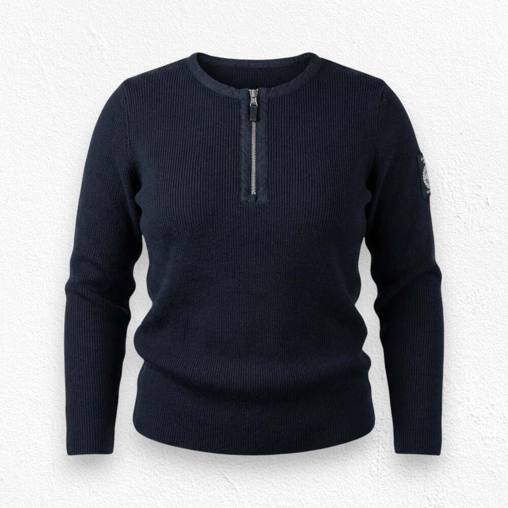 Vintage 90s Ralph Lauren Black Racing Team Crest Patch Half Zip Sweater Size XL